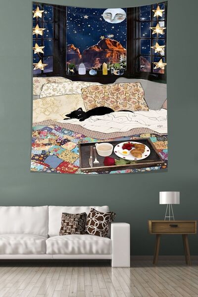 farbala Peace in Home and Starry Night Stain Resistant Fabric Wall Cloth Wall Tapestry Tapestry