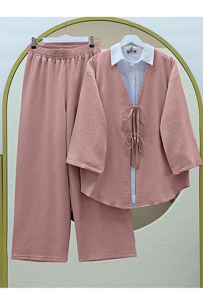 Modamorfo Kimono Set with Double Tied Front Trousers