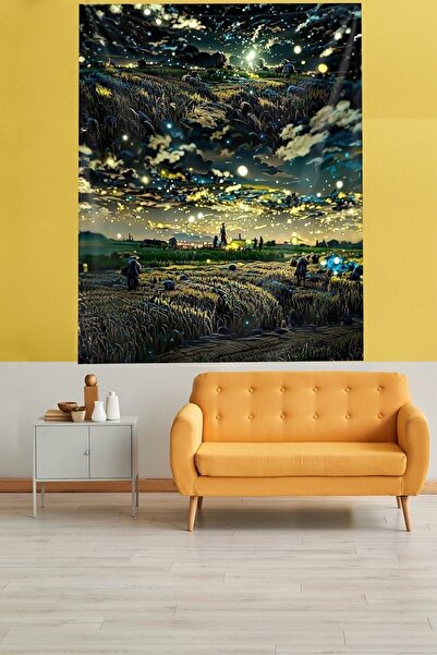 Pelangi حقل القمح تحت عنوان برج العذراء - سجادة حائط مقاومة للبقع