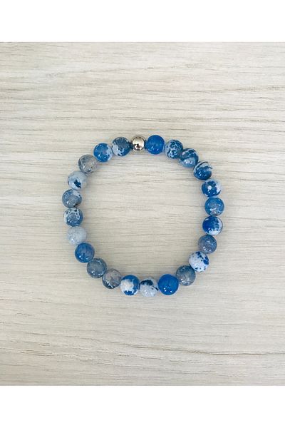 MK tasarım Mk Design Real Blue Agate Stone Bracelet Mkt56001