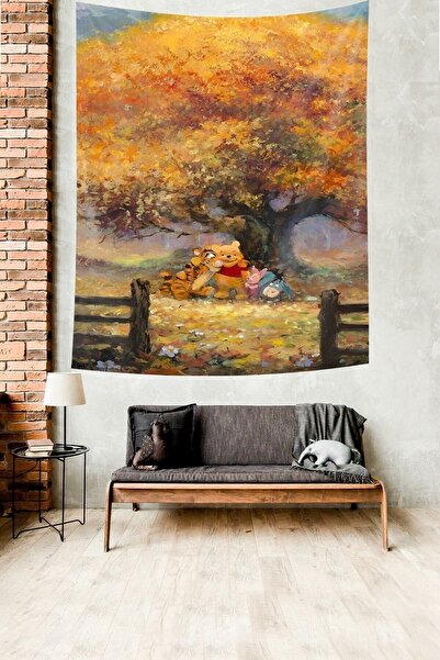 Genel Markalar Winnie the Pooh Karakterleri Leke Tutmaz Kumaş Duvar Örtüsü Du...