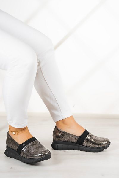 Erkan Saçmacı Pantofi din piele naturală Reagan Silver Snake - Utilizare zilnică