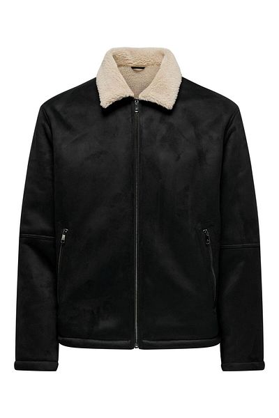 Only & Sons Men's Onsroyce Faux Leather Suede Jacket 22026162 Black