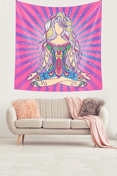 uygun dekor Yoga Enerji Çakralar Leke Tutmaz Kadife Dokulu Kumaş Duvar Örtüsü...