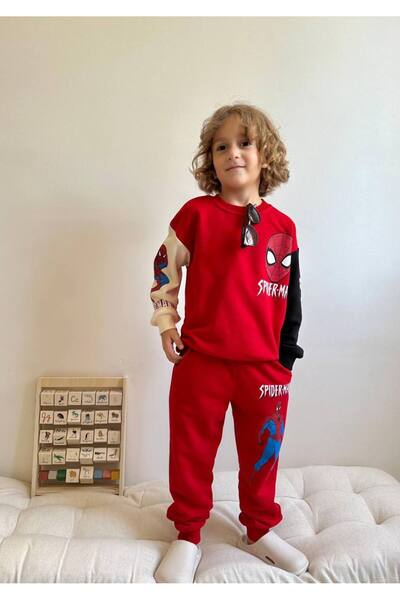 Jolly Kids Boy's Character Printed Colorblock Sweatshirt Set