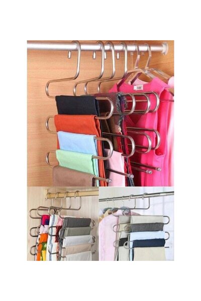 Ufak Tefek Şeyler 1 bucată de pantaloni din metal și umerașe pentru eșarfe, organizator de dulap cu 5 compartimente