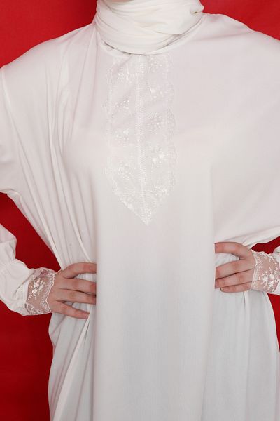 Kutay Collection فستان صلاة حجاب نسائي مع شال ذاتي