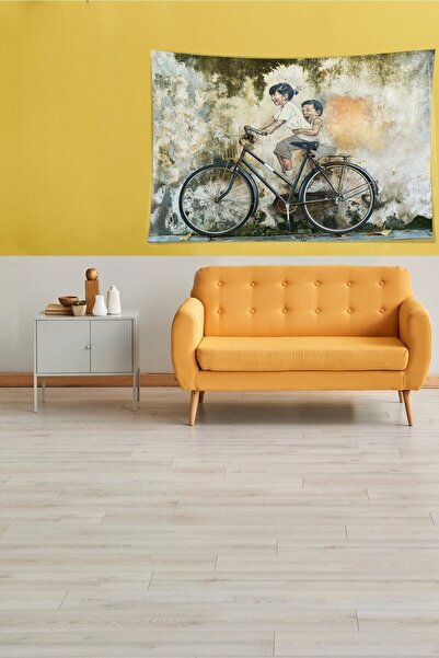 Generic Brand Copii multicolori care merg pe biciclete Tapiserie din catifea ...