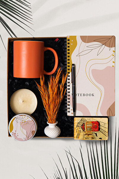 TrendHediye Hediye Seti,  Kupa Bardak, Defter, Çiçek, Mum, Magnet