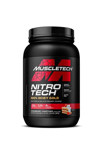 MUSCLETECH Nitro Tech Whey Gold, Strawberry Shortcake, 2 LB