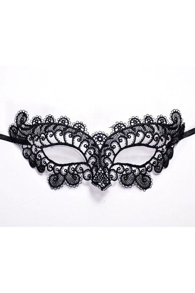 CT STONES Black Color Ring Model Lace Party Prom Eye Mask Model 1 (5446)
