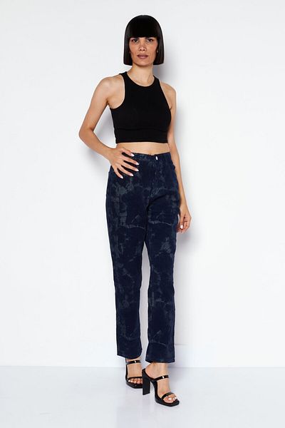 Missguided Women Regular Fit Tie Dyed Corduroy Pants, Navy