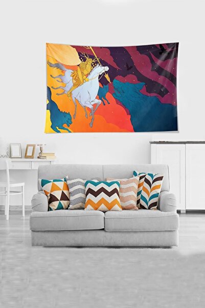 farbala Multi-Colored Jungle King Pattern Stain-Resistant Velvet Fabric Wall Cloth Wall Carpet Tapestry