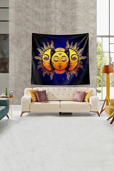Generic Brand Гоблен за стена от кадифена материя Moon in the Navy Blue Sun, ...