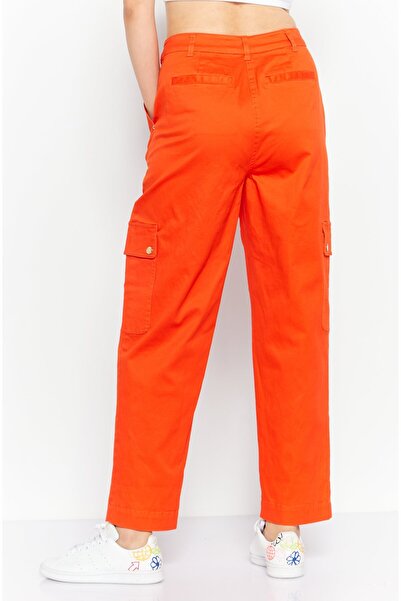 Michael Kors Women Regular Fit Solid Cargo Pants, Orange