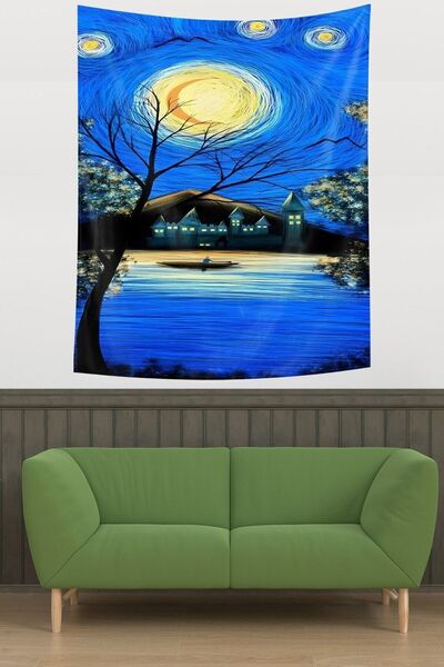 farbala Van Gogh Peaceful Night Αδιάβροχο υφασμάτινο υφασμάτινο χαλί τοίχου Τ...