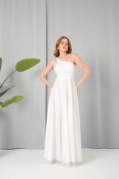 Serica Moda Glitter One Shoulder Evening Dress