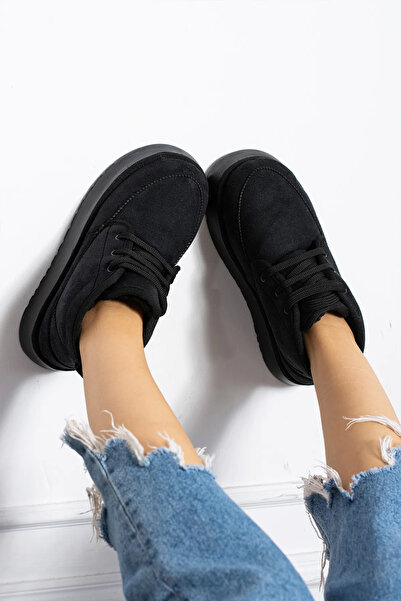 innsteal Kadın Taba Süet Içi Kürklü Kalın Taban Yarım Bağcıklı Midi Bot&bootie