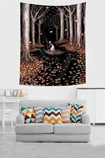 farbala Girl in the Forest Boat Stain Resistant Fabric Wall Cover Wall Carpet Tapestry