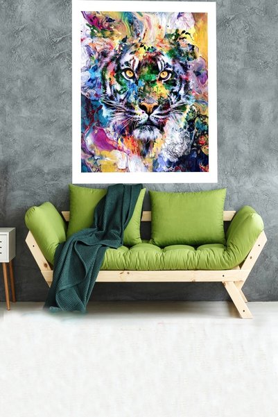 linazaitun Watercolor Effect Leopard Tiger Portrait Stain Resistant Velvet Fa...