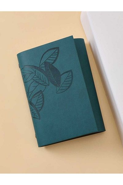 MRShopping Jurnal cu copertă din piele imprimată cu frunze MR Bloc de note cu design special Agenda acoperită cu piele