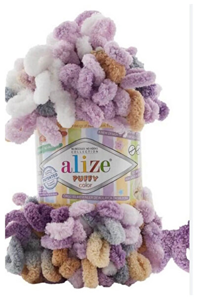 Alize 6522 Model Puffy Color tricotat manual - Pachet de 5 100gr 9mt, pătură ...