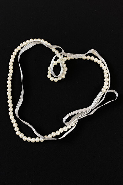 ZEYMERADE Gümüş Söz Nişan Yüzük Kurdelesi, Dökülen İncili, Gelin Damat