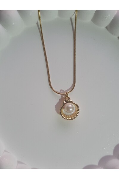 BS JEWELRY Oyster Steel Necklace with Pearls