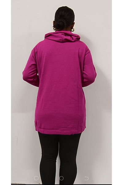 AKŞEN GİYİM Plus Size Seasonal Thin Knitwear Woven Hooded Star Printed Tunic Size Sweater