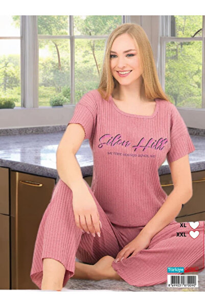 Miss gül kurusu fitilli pijama takım