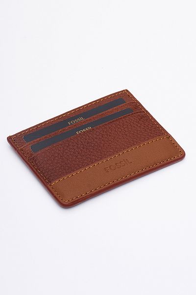 Fossil حامل بطاقة جلد طبيعي للرجال 8009