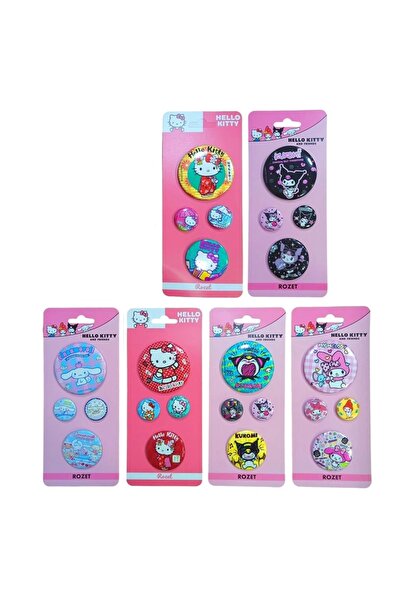 Hello Kitty HELLO KİTTY&KUROMİ LİSANSLI KARIŞIK BOY ROZET 4'LÜ