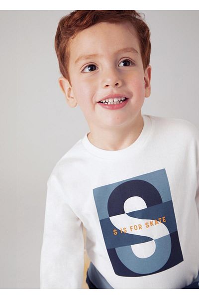 MAYORAL 04-09 Years Boy Ecru Color Long Sleeve T-Shirt