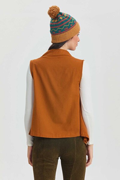 Clandestino Жіночий жилет з деталями на комірі, богемний стиль, коричневий