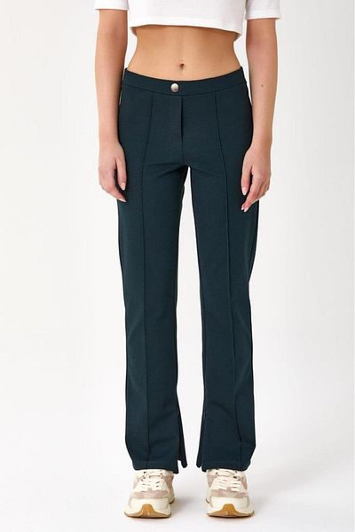 İKİLER Pantaloni cu fermoar detaliat cu talie elastică 245-2003