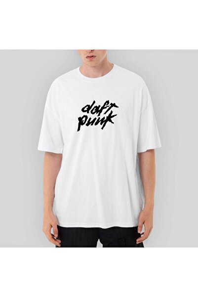 CrowsGate Λευκό μπλουζάκι με λογότυπο Daft Punk Classic 2 oversized