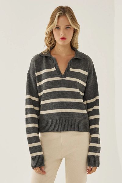 Hiccup Pulover tricot cu guler polo în dungi