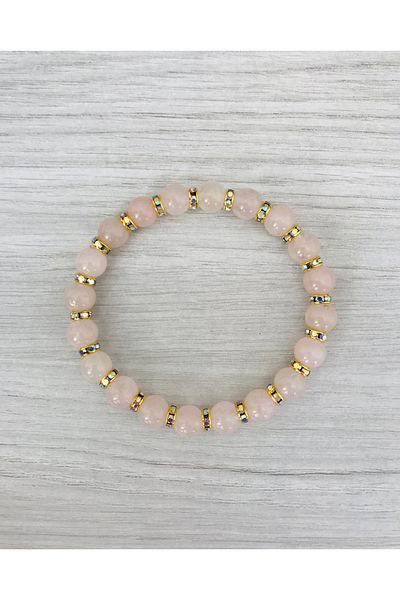 MK tasarım Mk Design Real Pink Quartz Stone Bracelet Mkt51002