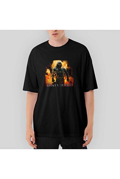 Generic Brand Tricou negru supradimensionat Indestructible Disturbed
