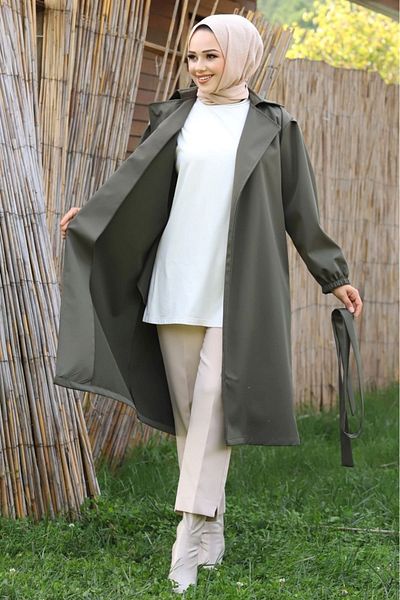 ALNİSS COLLECTİON Γυναικεία καμπαρντίνα με μπαλόνι με δέσιμο στη μέση