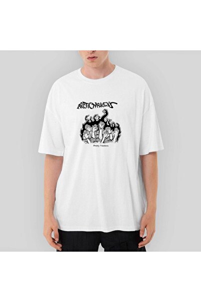 CrowsGate Tricou alb oversize Pretty Visitors Arctic Monkeys