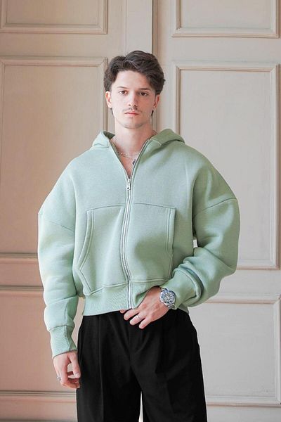 HAFKAGİYİM Φούτερ Ice Green Cozy Basic Full Zipper Oversize