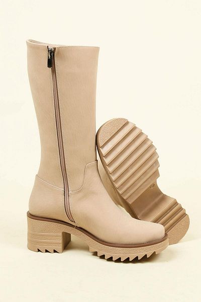 Birikon Μισά μποτάκια Nubuck με χοντρό τακούνι TEN