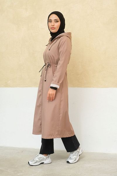 ALNİSS COLLECTİON Trench lung Hijab, cu fermoar, căptușit pe cont propriu