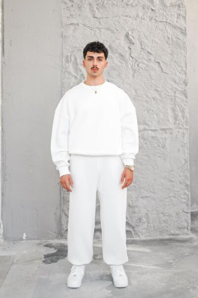 HAFKAGİYİM ΛΕΥΚΟ Άνετο Βασικό Φούτερ Oversize