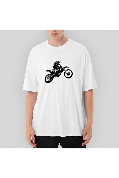 CrowsGate موتوكروس إندوروكروس تي شيرت أبيض كبير الحجم