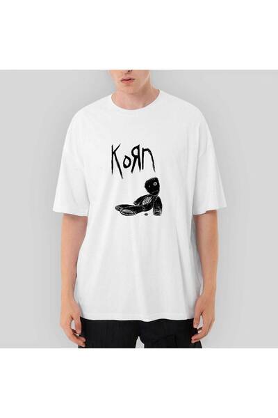 CrowsGate Tricou alb supradimensionat Korn Doll