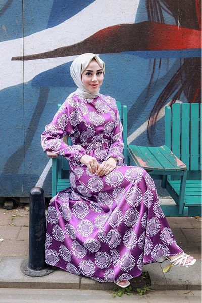suffemoda Λεπτομερές φόρεμα με μοτίβο ζώνης