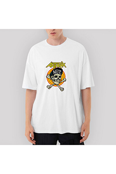 Generic Brand Λευκό μπλουζάκι Anthrax Note oversized