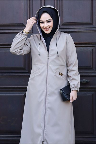 ALNİSS COLLECTİON Long Top Coat - Trench Jacket με μπροστινή τσέπη και λεπτομέρεια με φερμουάρ